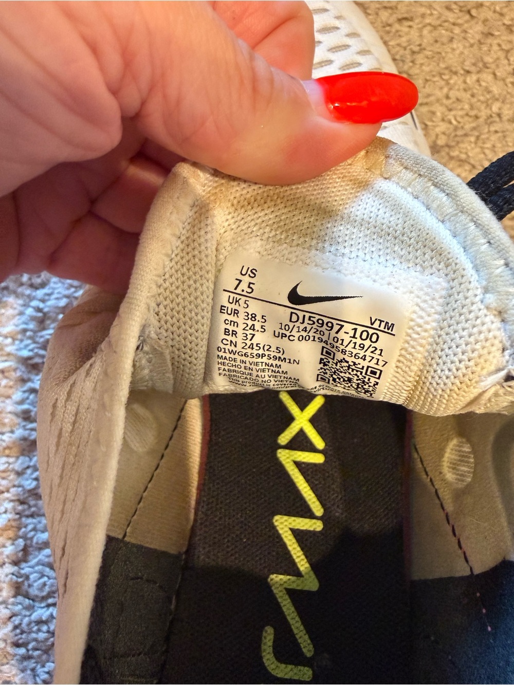 Nike Air Max 270 Sneakers - White, Black & Neon Yellow Accents - Picture 4 of 4